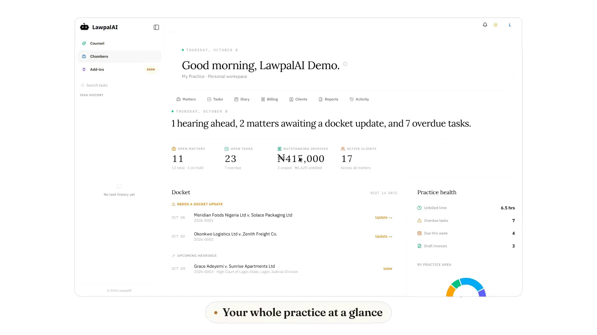 Chambers · Practice Management demo
